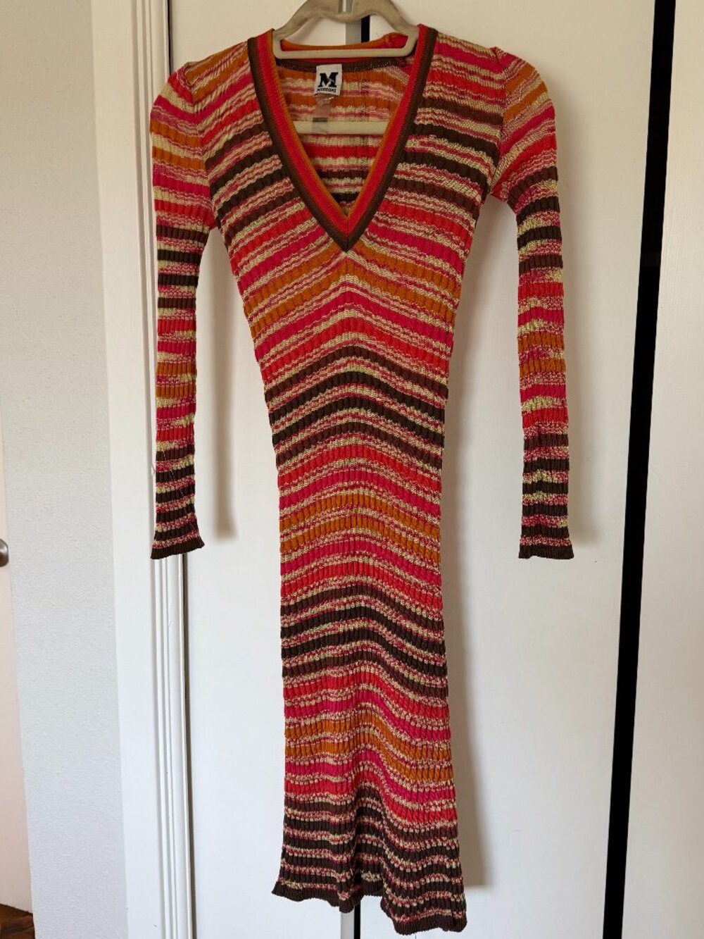 M MISSONI Multicolor Striped Knit Midi Dress | Good Condition | Italian Luxury
